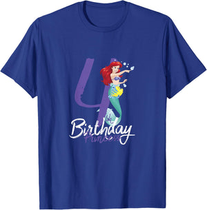 Kids Disney Princess Ariel The Little Mermaid 4th Birthday T-Shirt - T-Shirt | Royal
