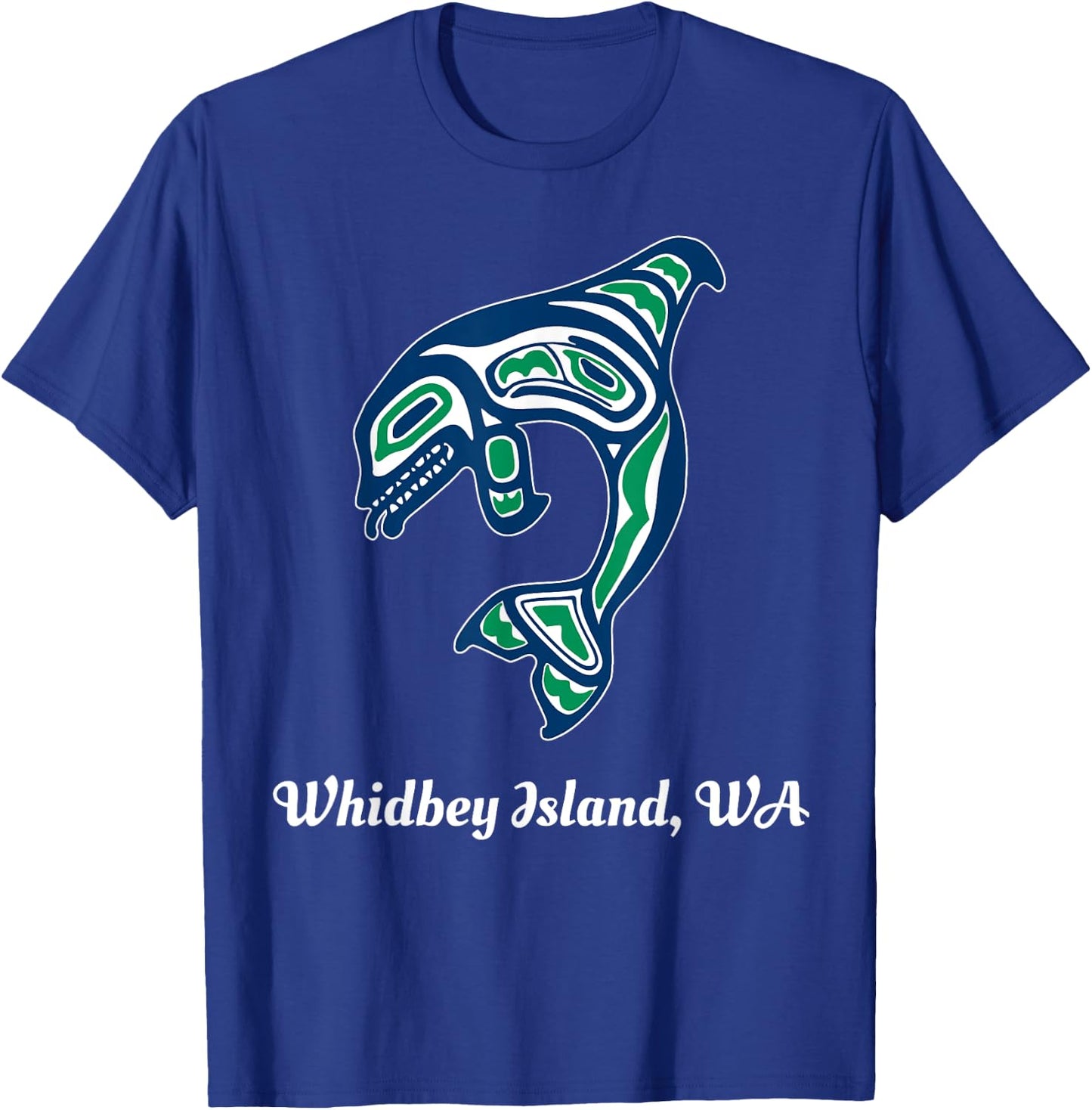 Green Native American Whidbey Island WA Killer Whale T-Shirt - T-Shirt | Royal
