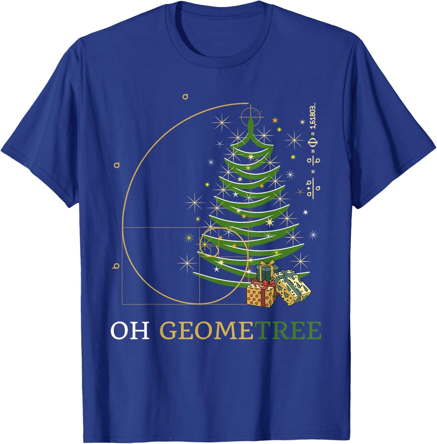 Oh Geometree. Geometree funny math Fibonacci Christmas Tree T-Shirt - T-Shirt | Royal