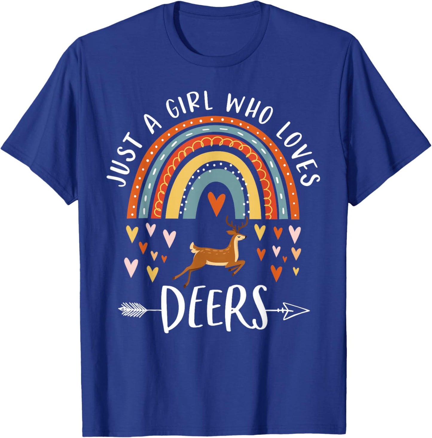 Just A Girl Who Loves Deers Rainbow Gifts For Reindeer Lover T-Shirt - T-Shirt | Royal