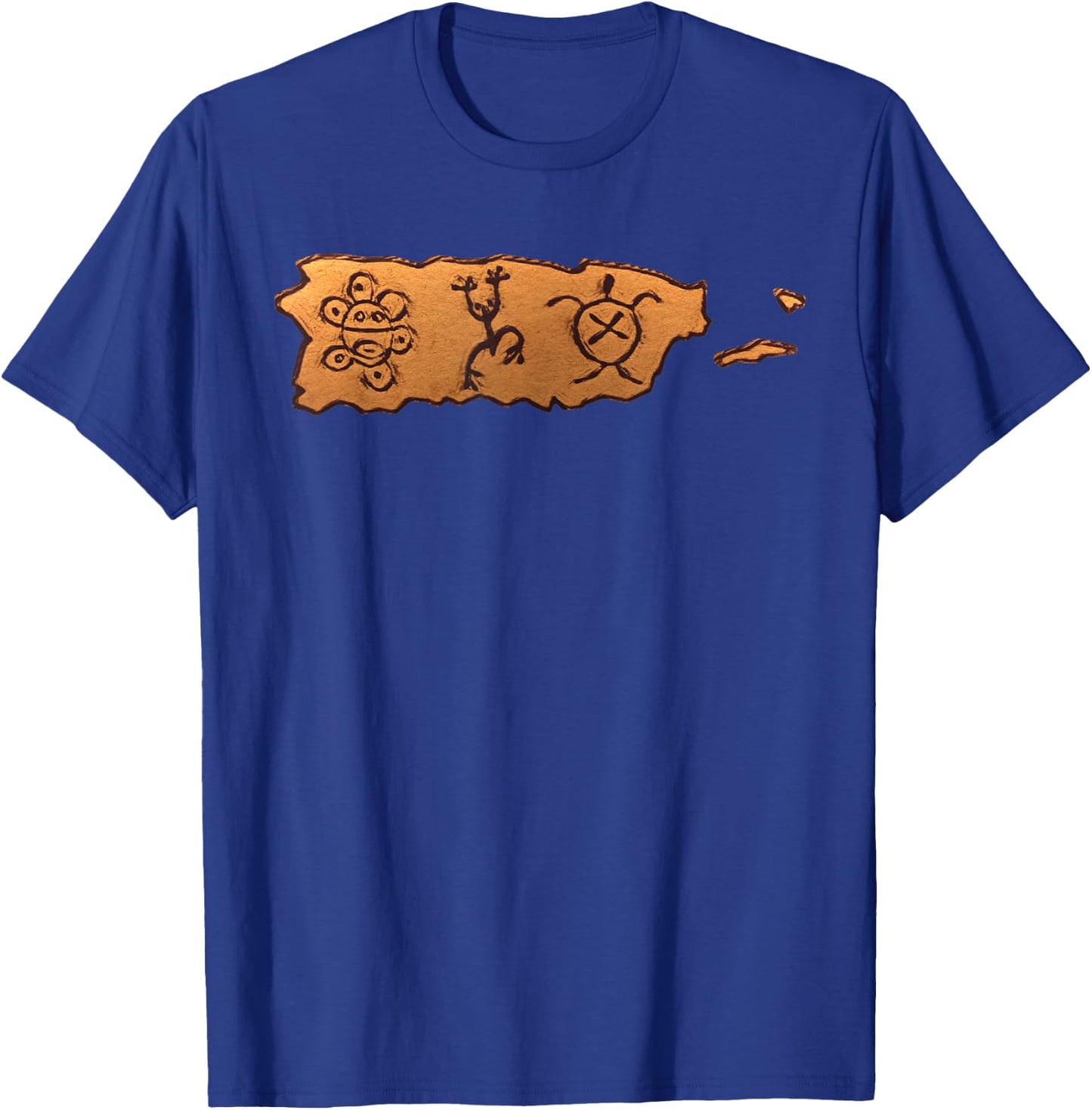 Taino Art Symbols Puerto Rico Map Boricua Petroglyphs T-Shirt - T-Shirt | Royal