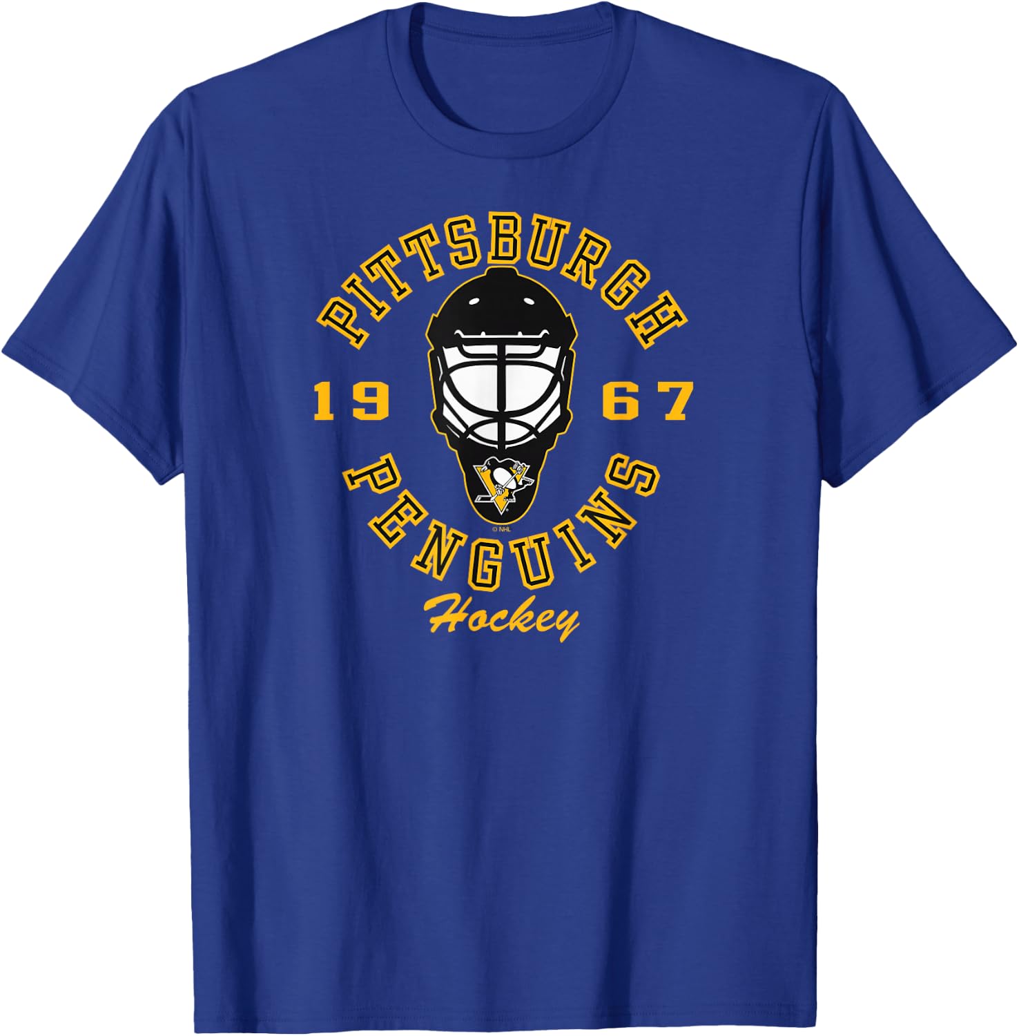 Pittsburgh Penguins Hockey Mask Dark Heather T-Shirt - T-Shirt | Royal