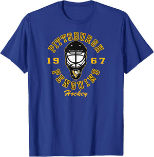Pittsburgh Penguins Hockey Mask Dark Heather T-Shirt - T-Shirt | Royal