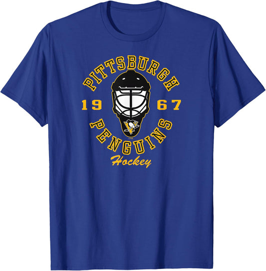 Pittsburgh Penguins Hockey Mask Dark Heather T-Shirt - T-Shirt | Royal