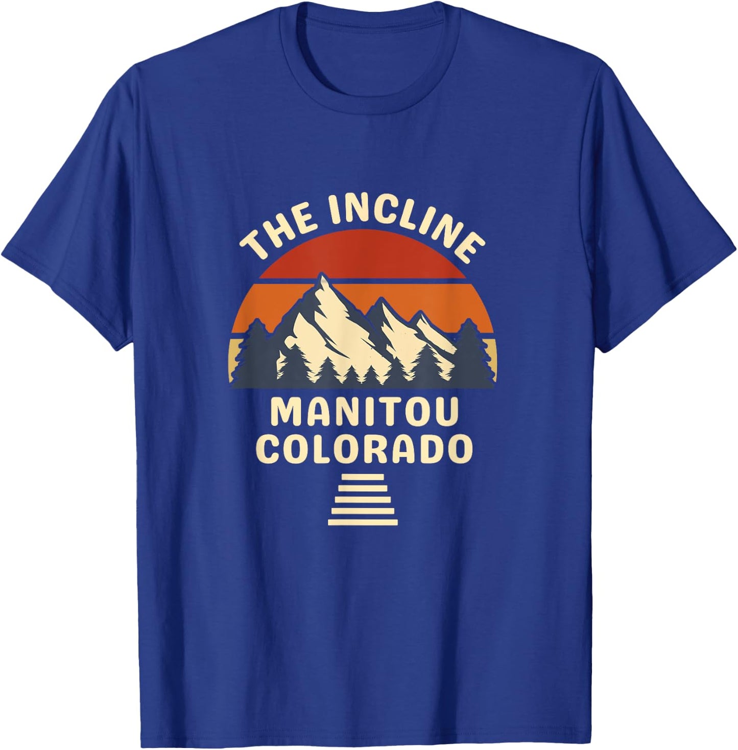 Manitou Colorado The Incline Hike Retro Sunset Mountains T-Shirt - T-Shirt | Royal