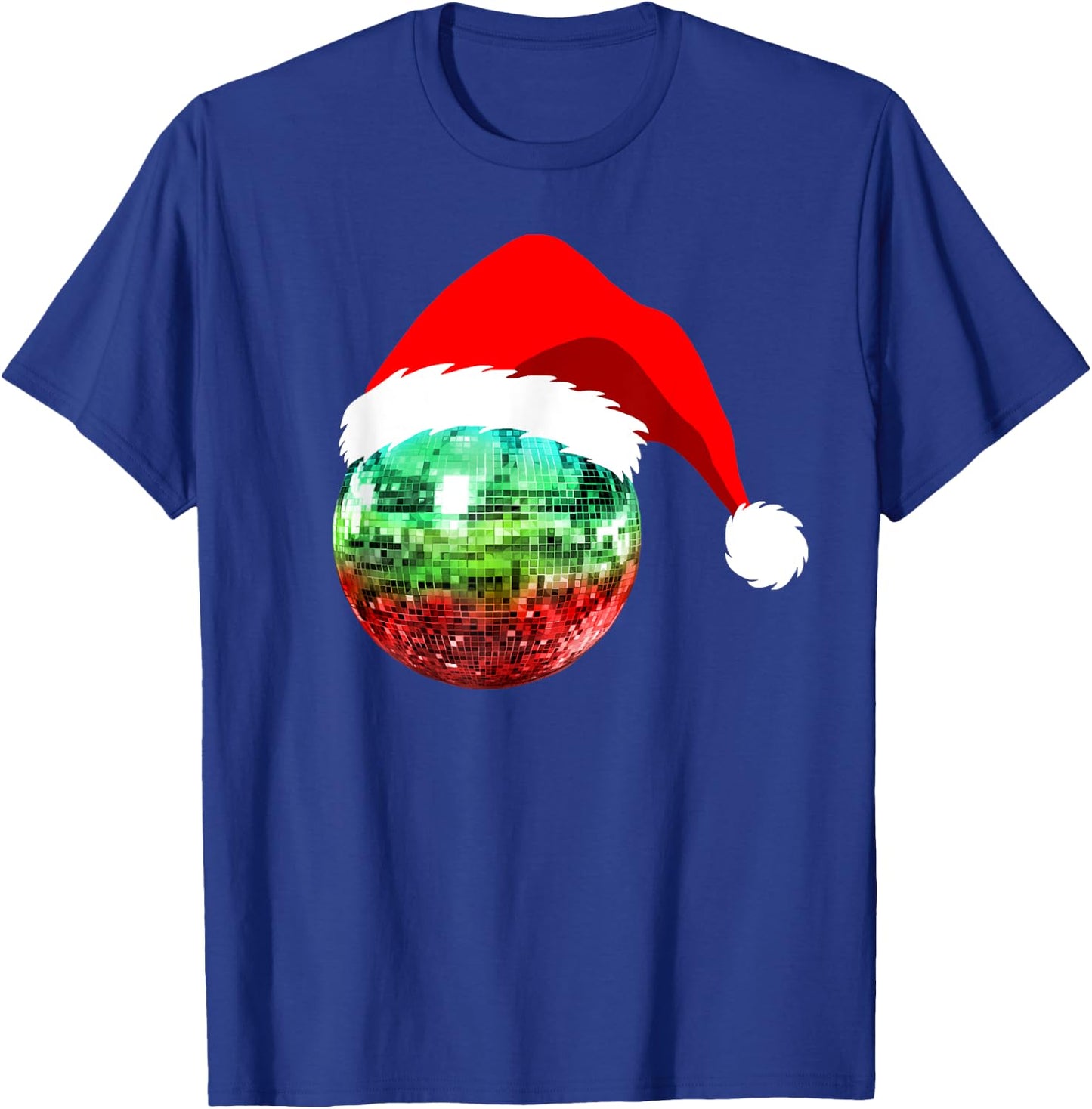 Red and Green Santa Christmas Disco Ball T-Shirt - T-Shirt | Royal