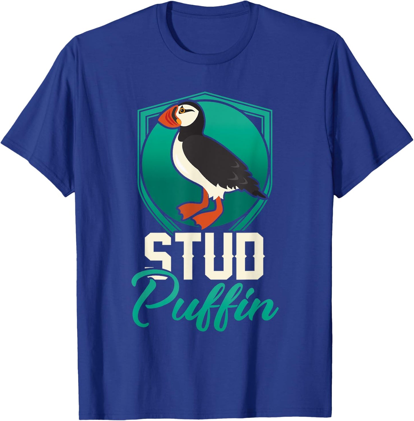 Stud Puffin Seabird & Animal Lover Gift T-Shirt - T-Shirt | Royal