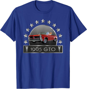 Vintage 1965 Gto Convertible, Classic American Muscle Cars T-Shirt - T-Shirt | Royal
