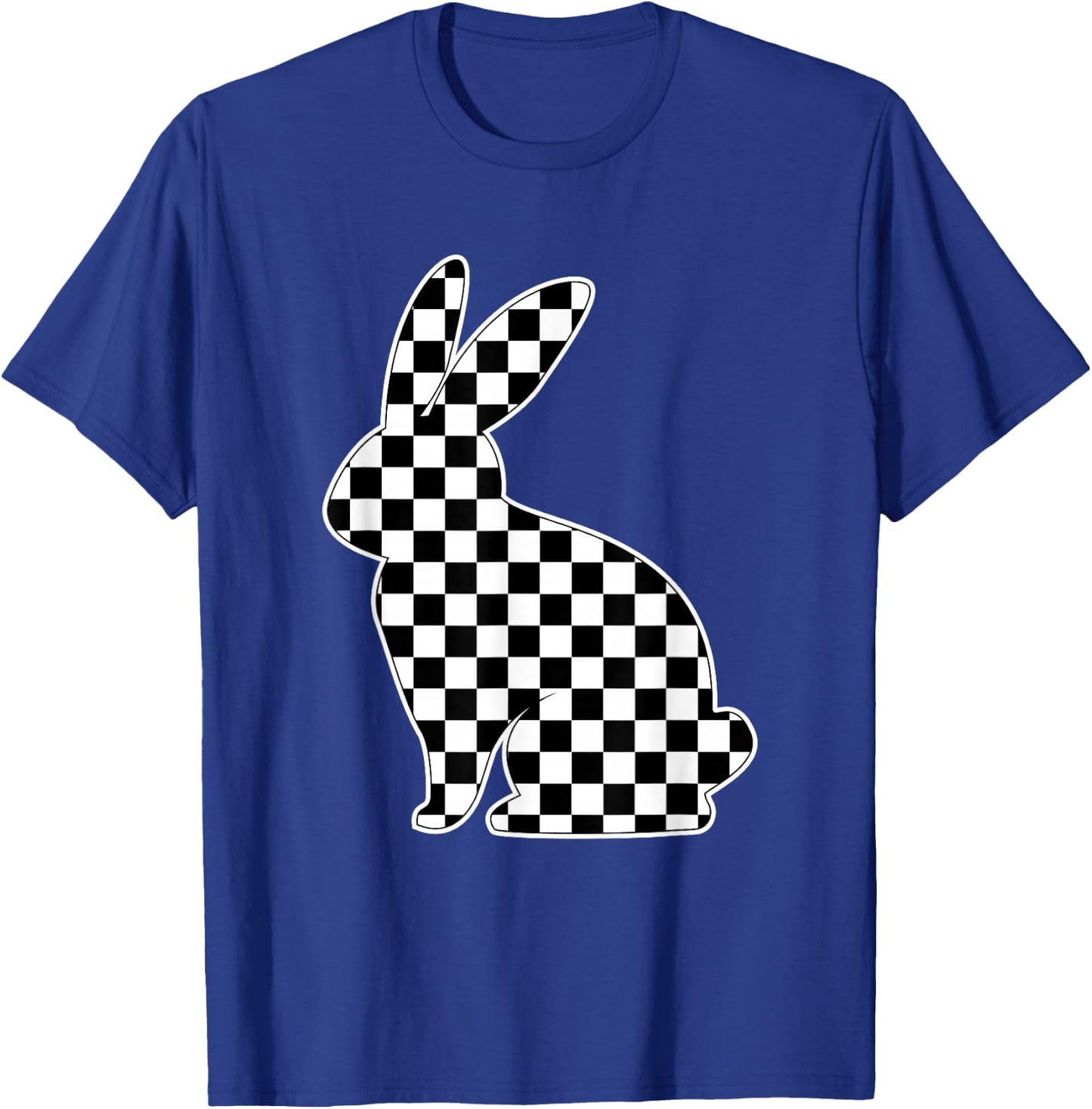 Retro Black white Checkerboard Rabbit Easter Bunny for Tween T-Shirt - T-Shirt | Royal