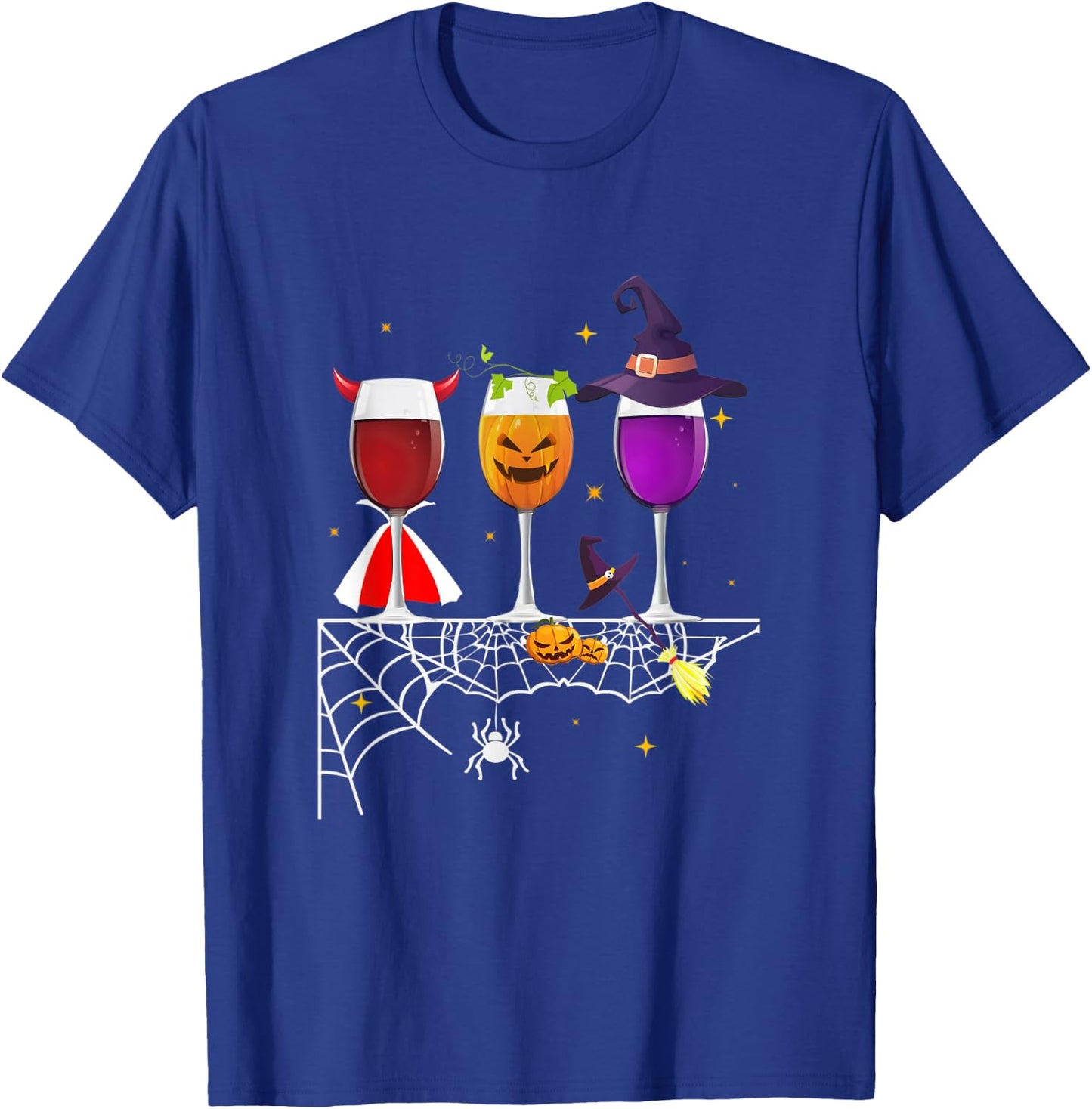 Three Glasses Of Wines Halloween Wine T-Shirt - T-Shirt | Royal