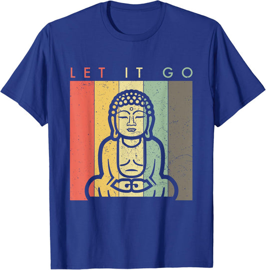 Retro Vintage Buddha Meditation - Let It Go - Spiritual T-Shirt - T-Shirt | Royal