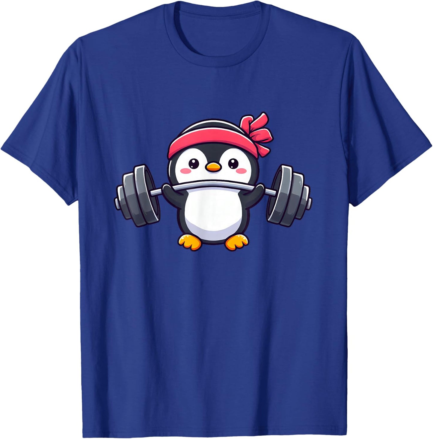 Cute Penguin Dumbbell T-Shirt - T-Shirt | Royal