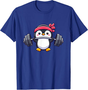 Cute Penguin Dumbbell T-Shirt - T-Shirt | Royal
