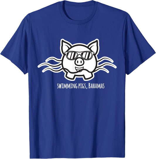 Bahamas Swimming Pigs in sunglasses T-Shirt - T-Shirt | Royal