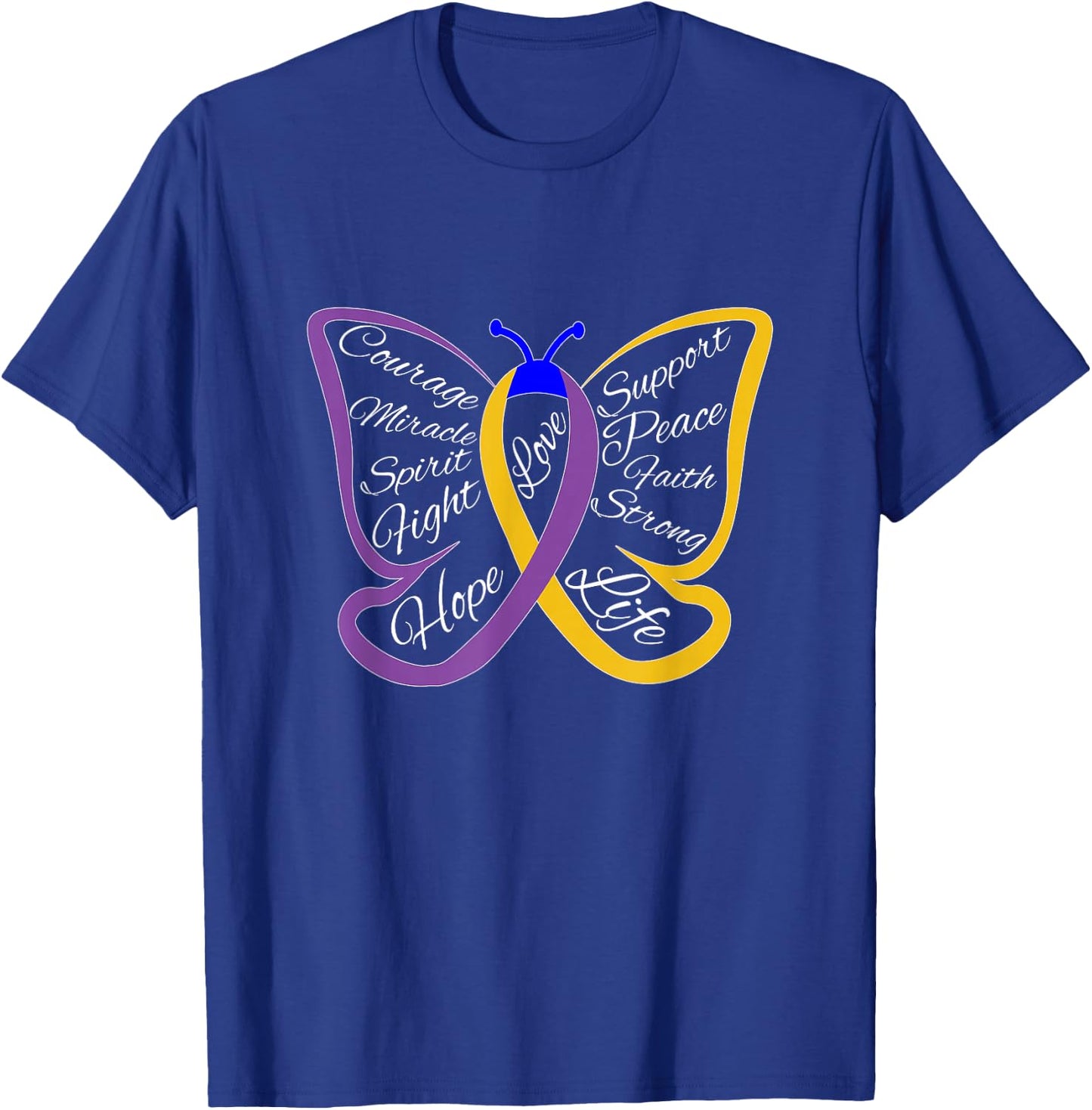Fight Bladder Cancer Awareness Butterfly T-Shirt - T-Shirt | Royal