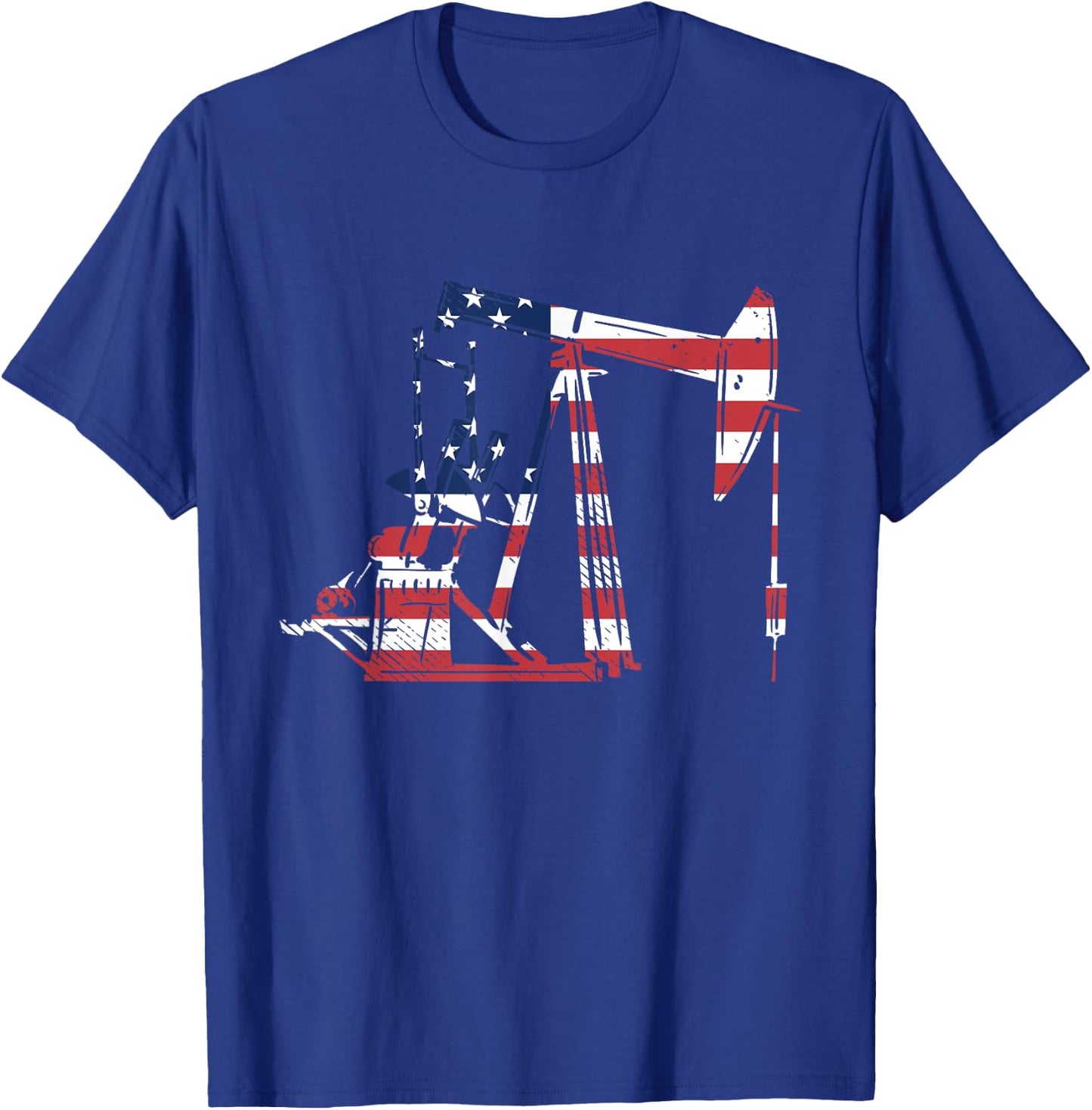 Oilfield Rig USA American Flag Oil Field Refinery Worker T-Shirt - T-Shirt | Royal