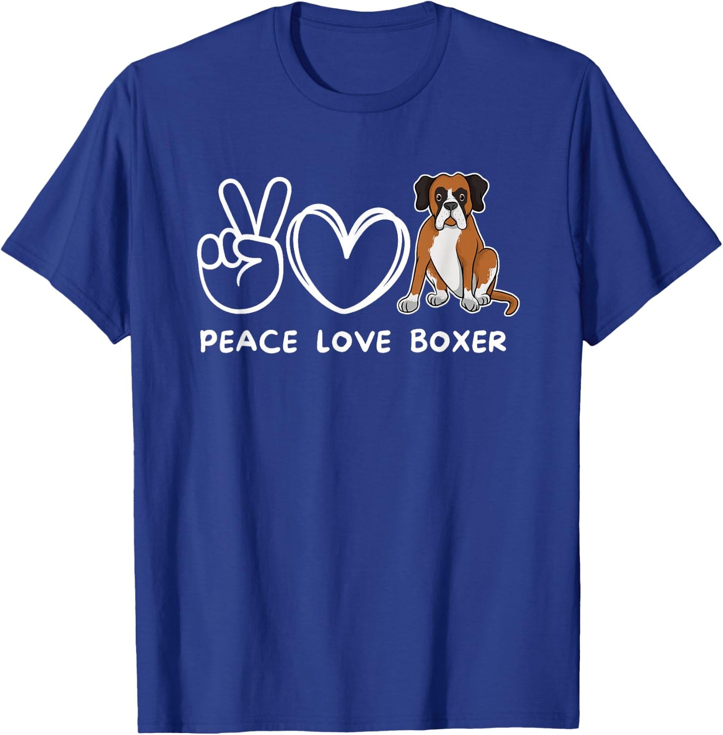 Peace, Love Boxer Dog Retro Boxer Dog Lover T-Shirt - T-Shirt | Royal