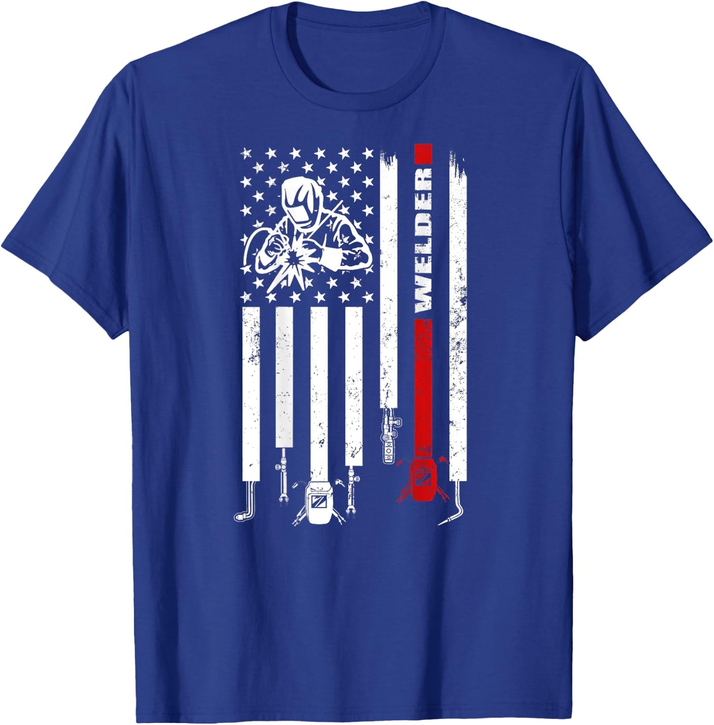 Vintage USA American Flag Welder Gift Patriotic Welding Men T-Shirt - T-Shirt | Royal