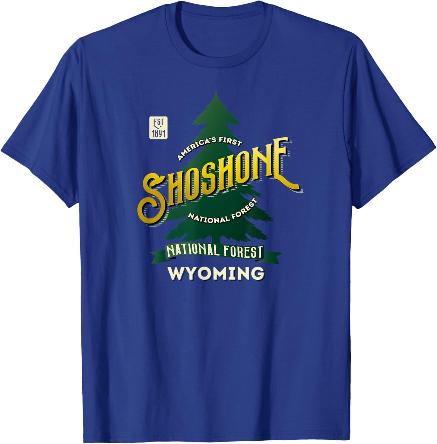 Shoshone National Forest Wyoming 1891 Retro Logo Shirt T-Shirt - T-Shirt | Royal