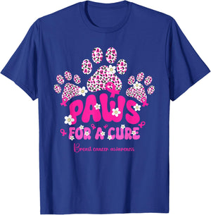 Paws for A Cure Breast Cancer Dog Lover Warrior Dog Paw Women Girls Kids T-Shirt - T-Shirt | Royal
