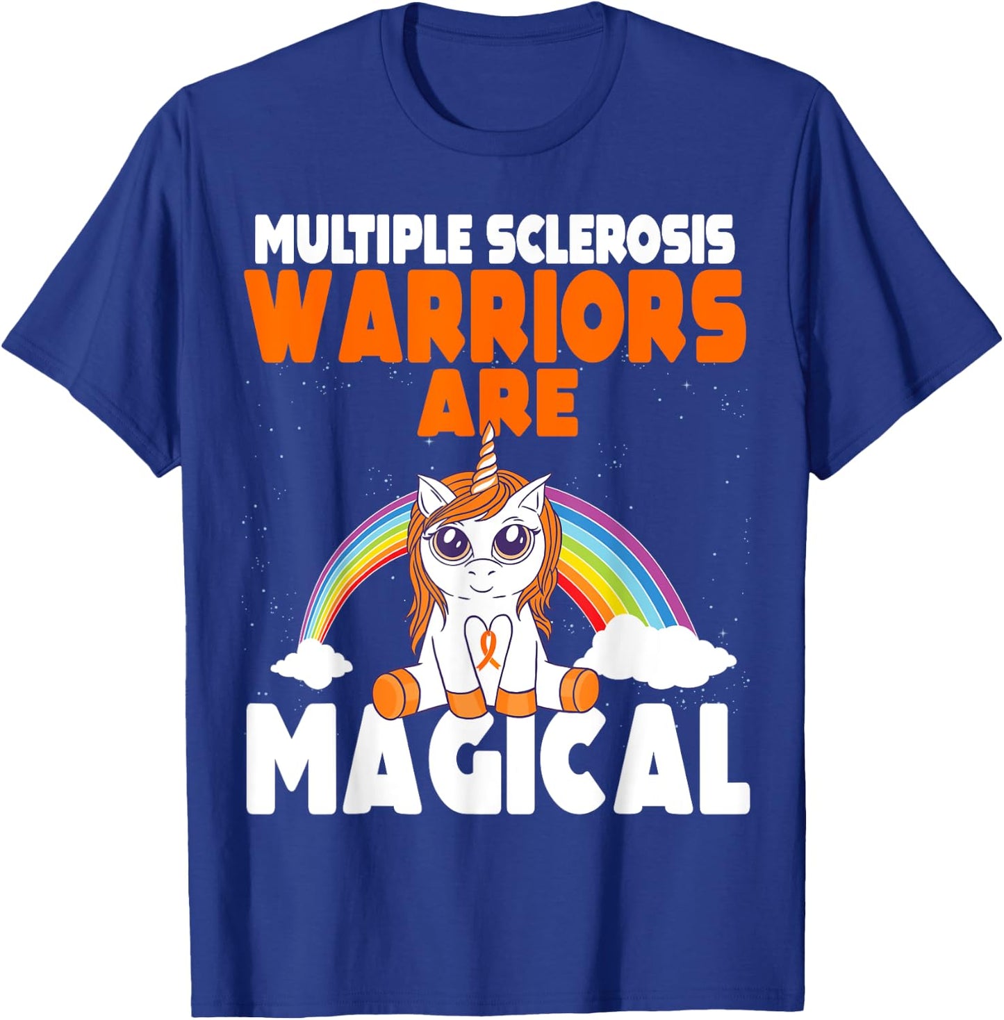 Multiple Sclerosis Awareness Orange Ribbon Magical Unicorn T-Shirt - T-Shirt | Royal