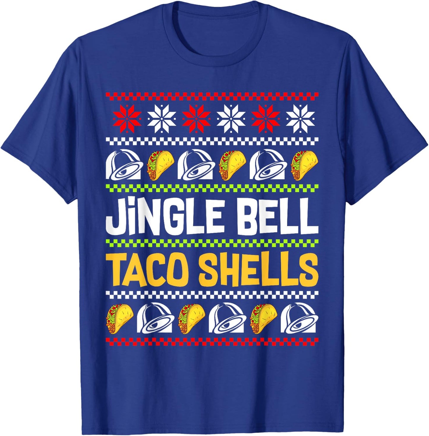 Groovy Christmas Jingle Bells Taco Shells Ugly Xmas Family T-Shirt - T-Shirt | Royal