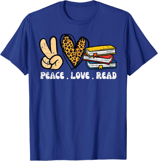 Leopard Peace Love Read Book Lover Librarian Bookworm Women T-Shirt - T-Shirt | Royal