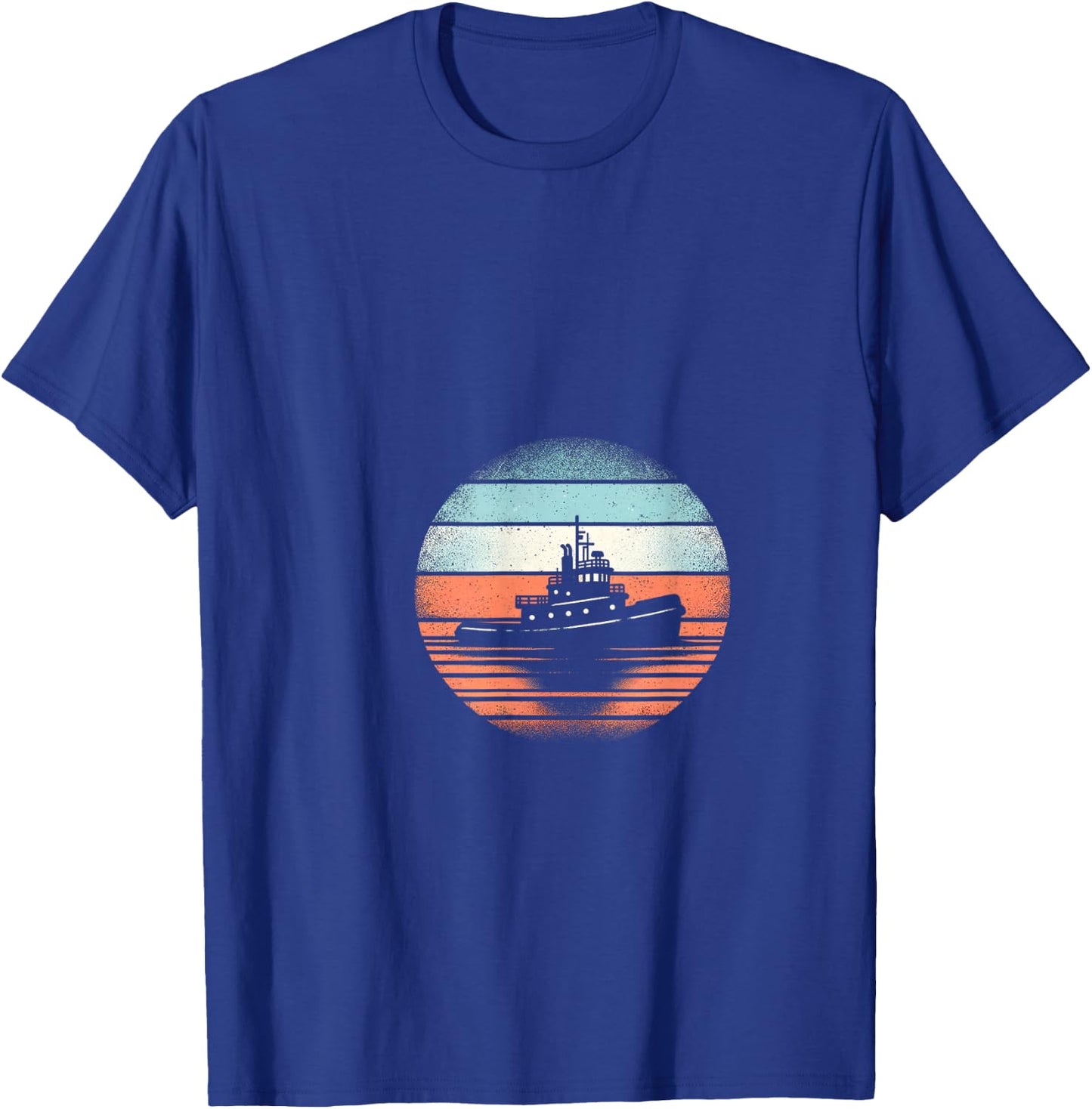 Bateau remorqueur vintage au coucher du soleil T-Shirt - T-Shirt | Royal