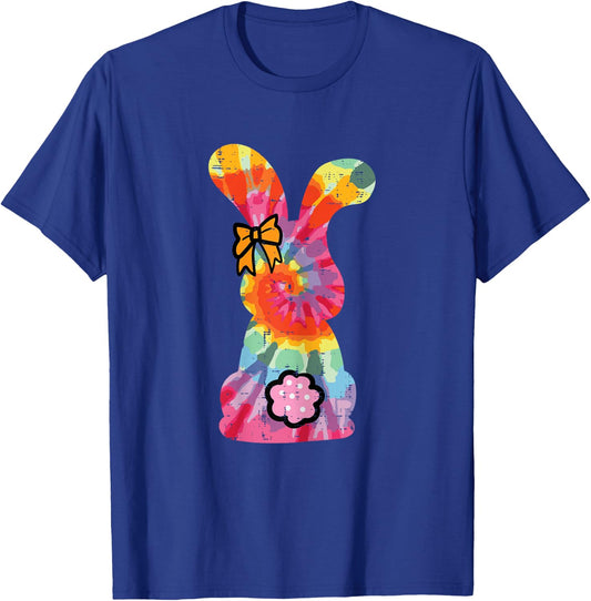 Easter Bunny Tie Dye Hippie Women Girls Kids Toddler Teens T-Shirt - T-Shirt | Royal