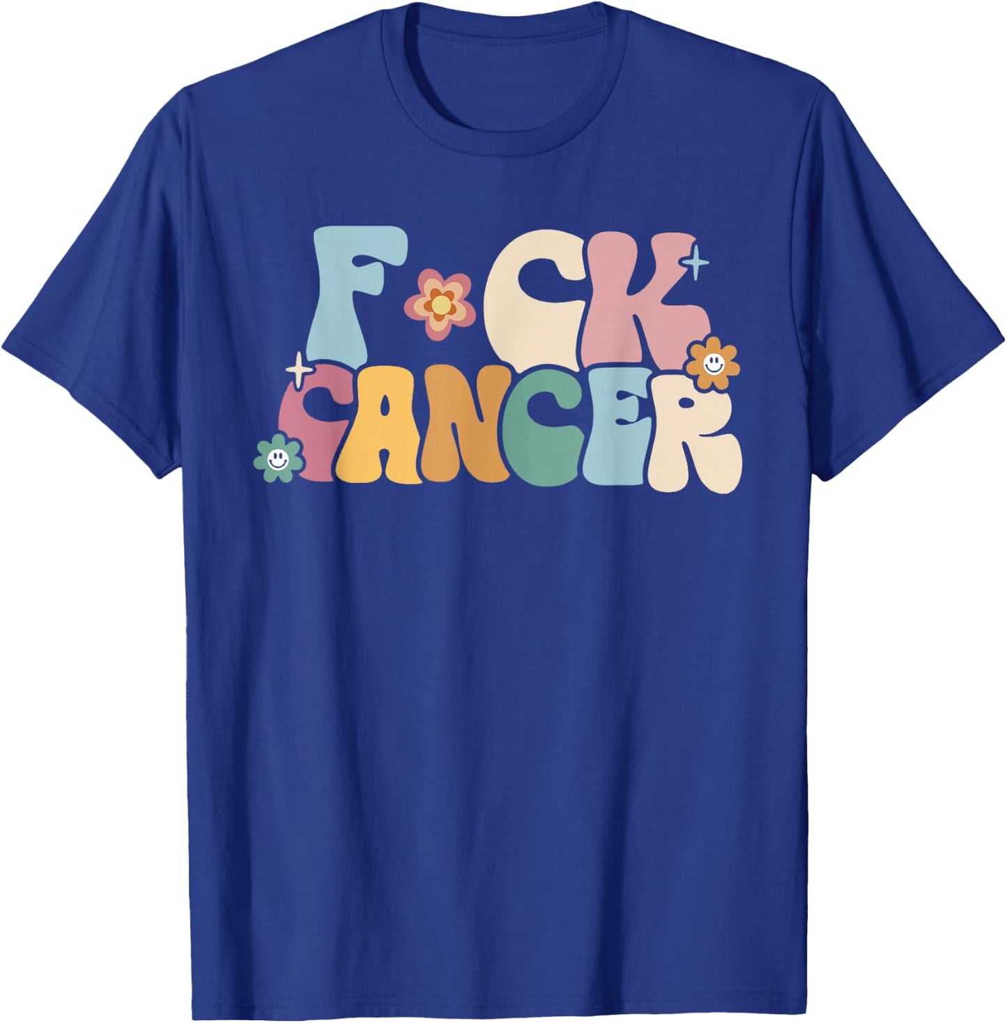 F Ck Cancer Groovy Retro T-Shirt - T-Shirt | Royal