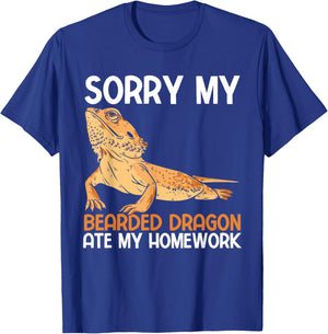 School Reptile Pogona My Bearded Dragon Ate My Homework T-Shirt - T-Shirt | Royal