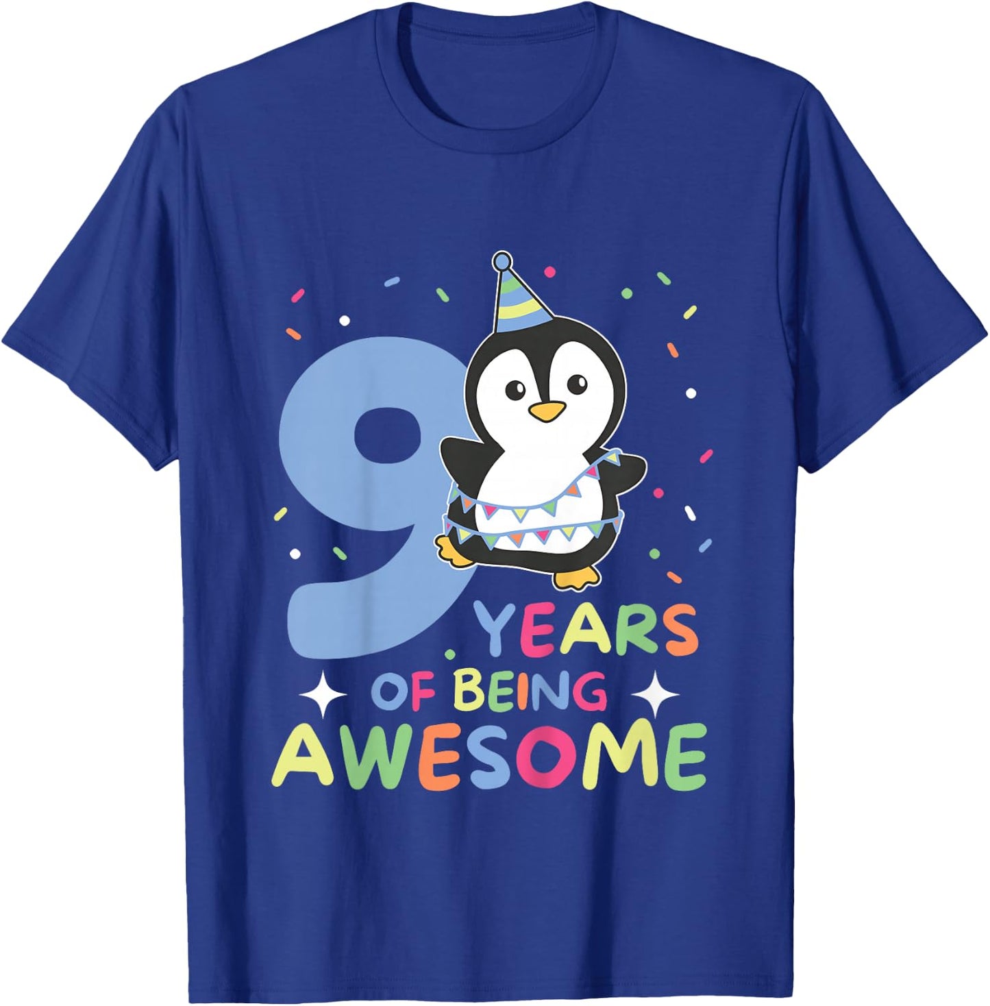 9th Birthday Penguin For Children Nine Years Old T-Shirt - T-Shirt | Royal