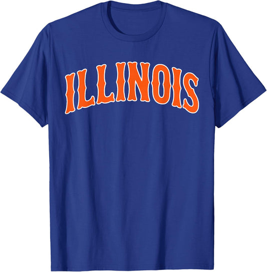 Retro Illinois Vintage Illinois Orange Blue Throwback T-Shirt - T-Shirt | Royal