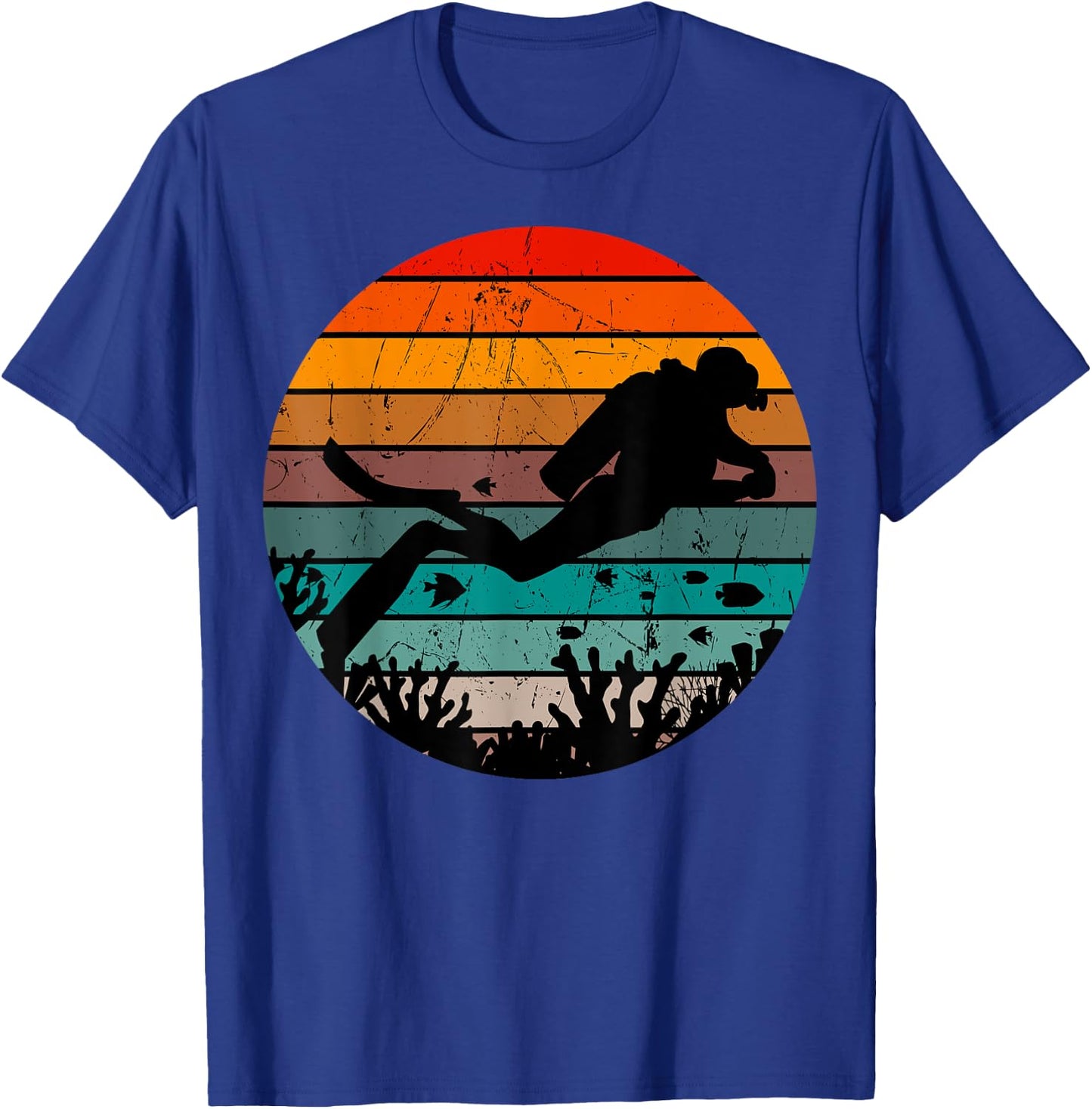 Scuba Diving Retro Vintage Diver Underwater Dive Deep-Sea T-Shirt - T-Shirt | Royal