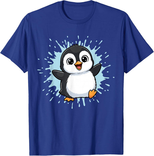 Happy Baby Penguin Splash Cute Arctic Friend T-Shirt - T-Shirt | Royal