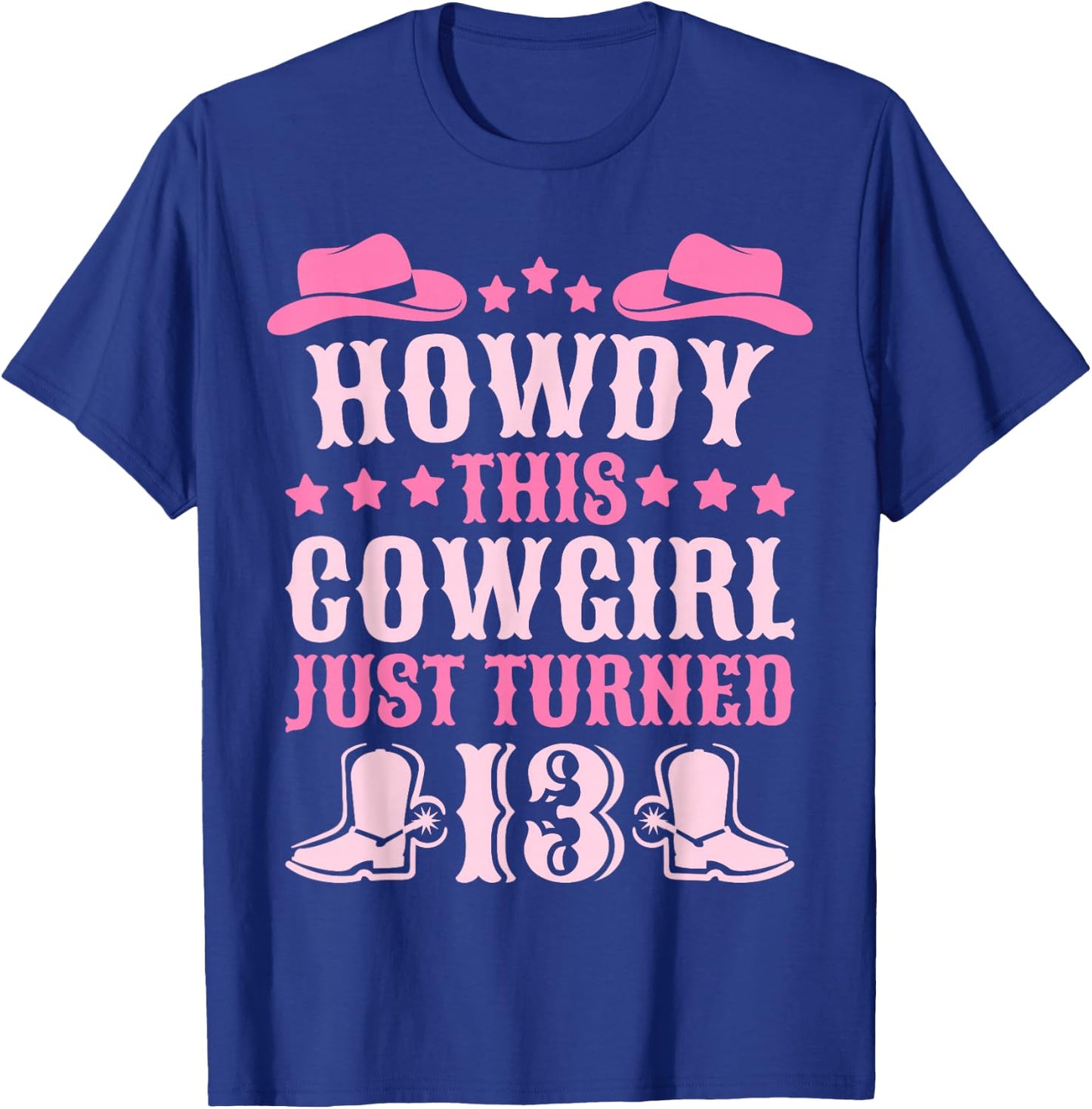 13yr Birthday Cowgirl Western 13 Year Old Girl 13th Birthday T-Shirt - T-Shirt | Royal