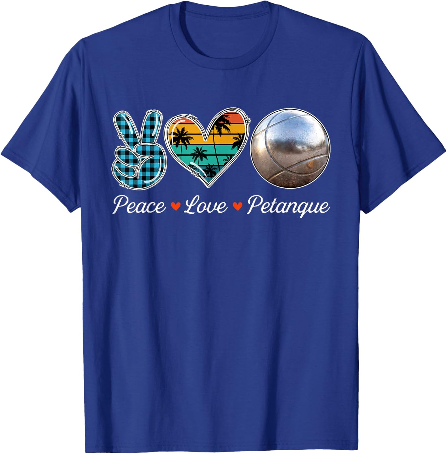 Peace Love Costume Petanque Cute Hand Sign Player Lover T-Shirt - T-Shirt | Royal