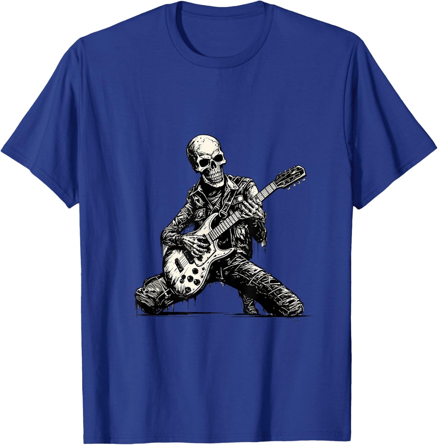Skeleton Guitarist Skull Musician Guitar Rock Music T-Shirt - T-Shirt | Royal