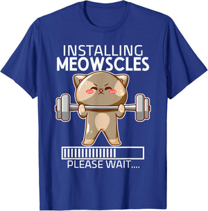 Installing Meowscles Fitness Cute Cat Gym Funny Please Wait Women T-Shirt - T-Shirt | Royal