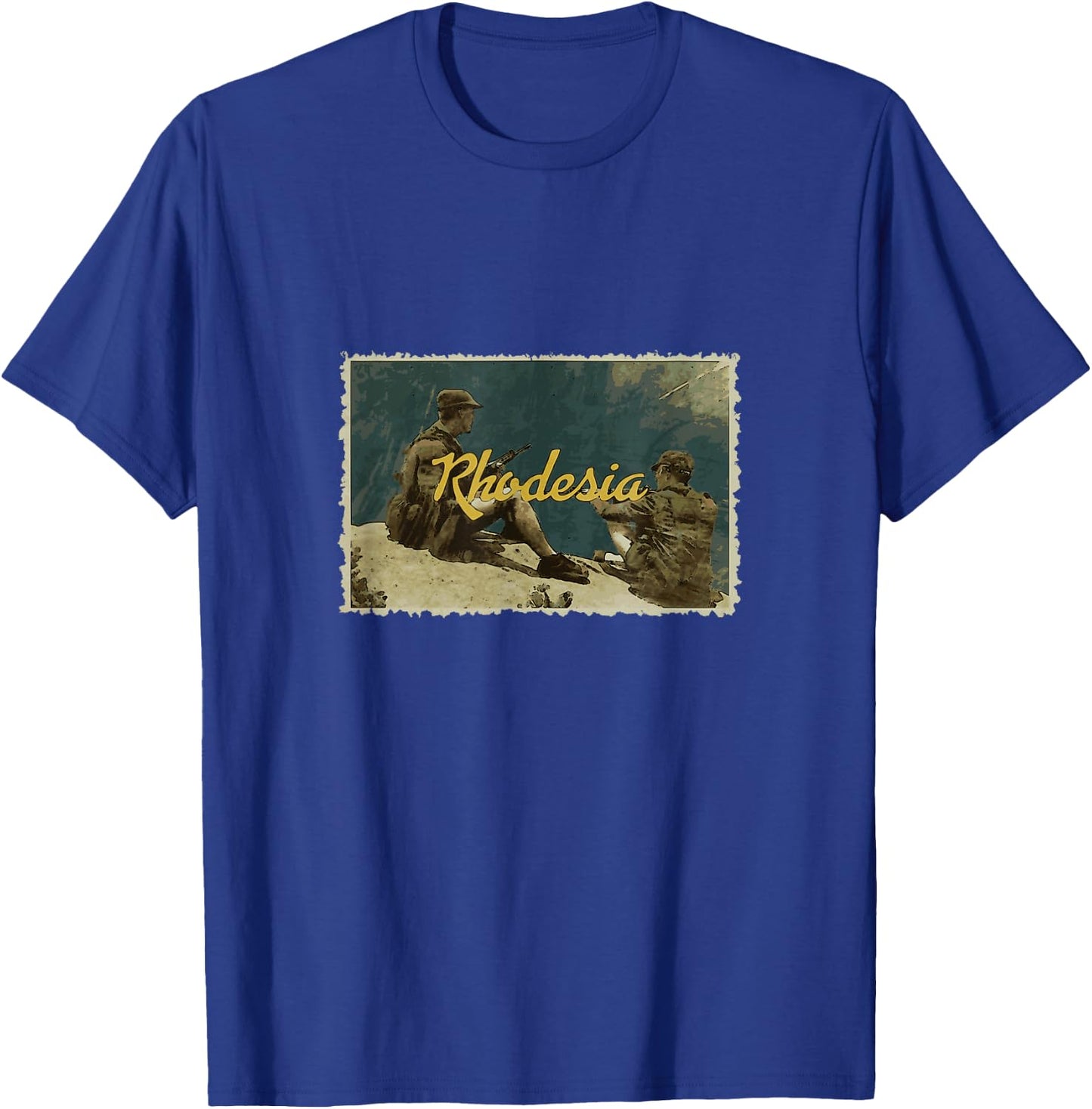 Rhodesian Vintage Postcard Soldiers Bush War , grey, S T-Shirt - T-Shirt | Royal