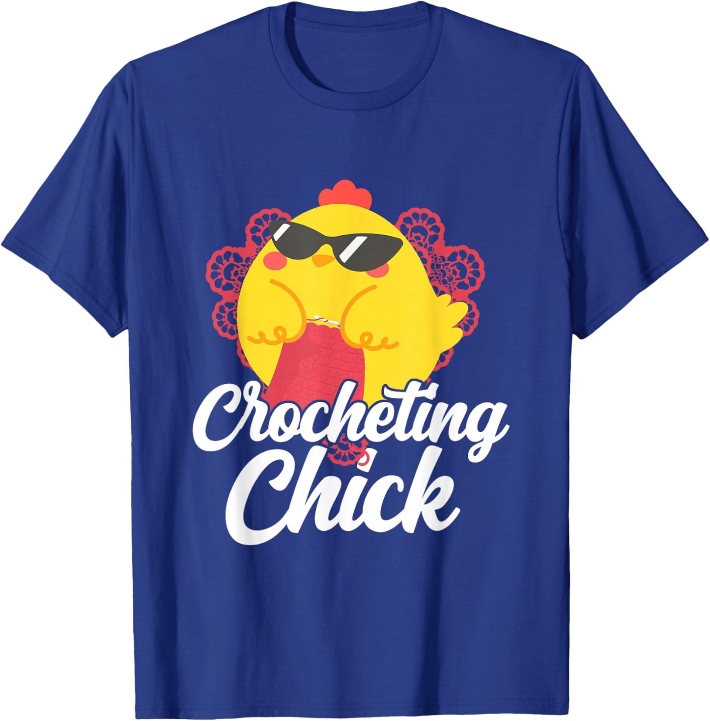 Crocheting Chicken Girl Crocheting Chick T-Shirt - T-Shirt | Royal