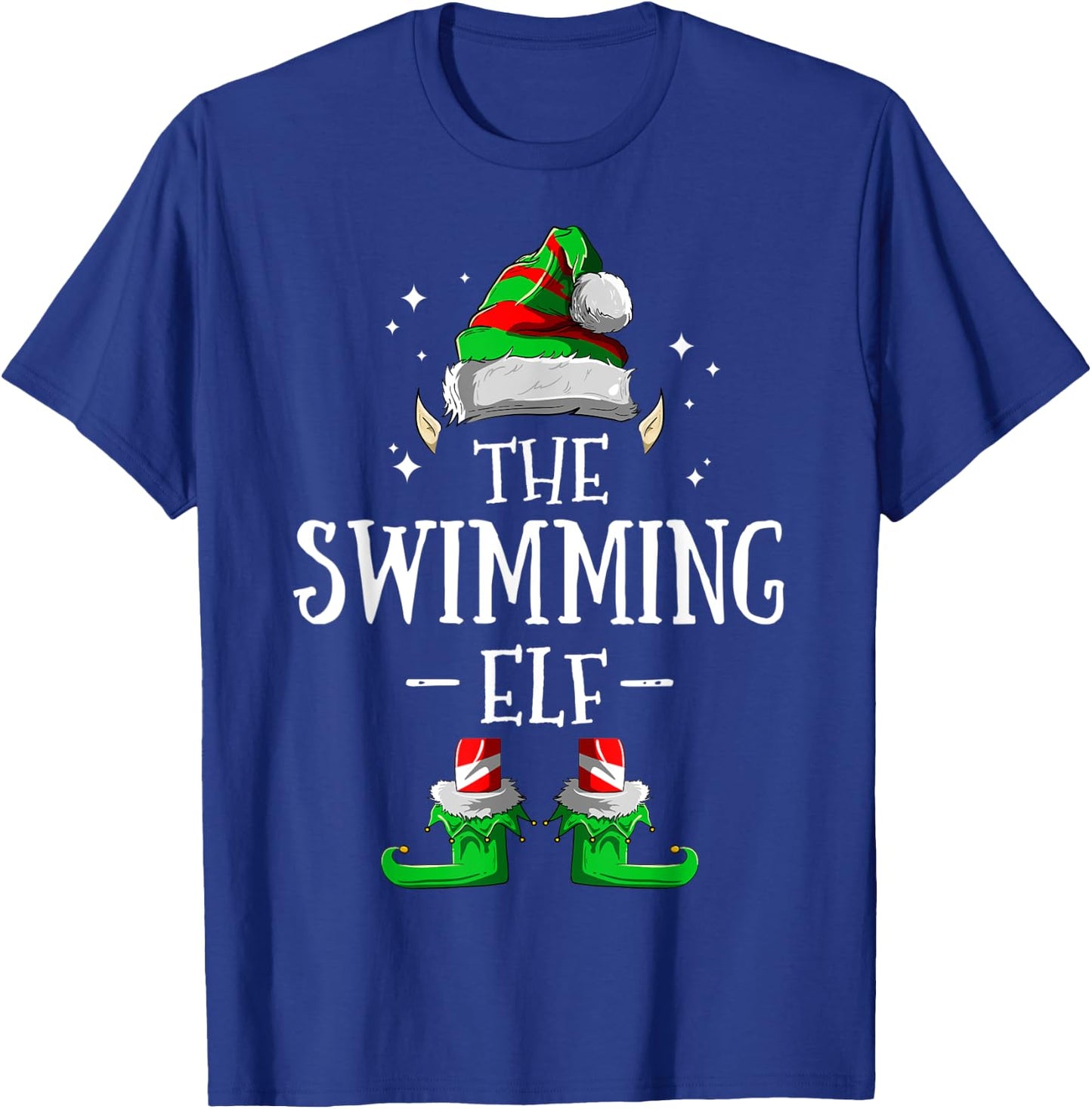 The Swimming Elf Matching Family Group Christmas Pajama T-Shirt - T-Shirt | Royal