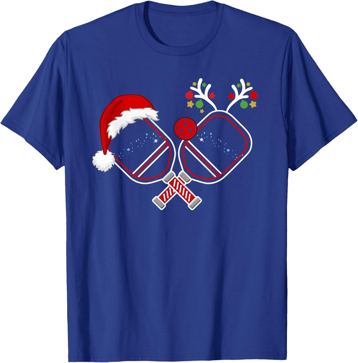 Pickleball Christmas Santa Hat Reindeer Christmas Pickleball T-Shirt - T-Shirt | Royal