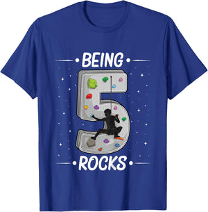 5 year old rock climbing 5th birthday Adventures Climber T-Shirt - T-Shirt | Royal