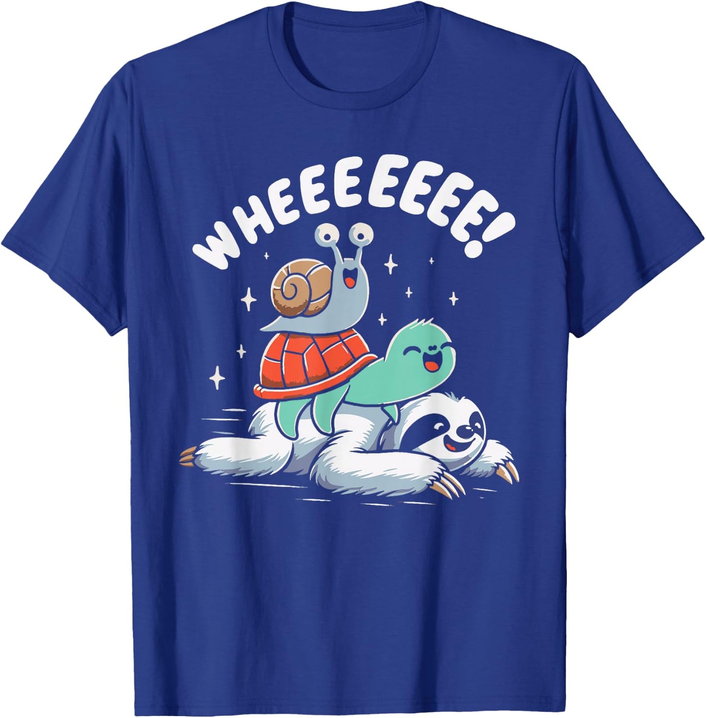 Sloth Snail Turtle Wheeee! Funny Slow Animals T-Shirt - T-Shirt | Royal