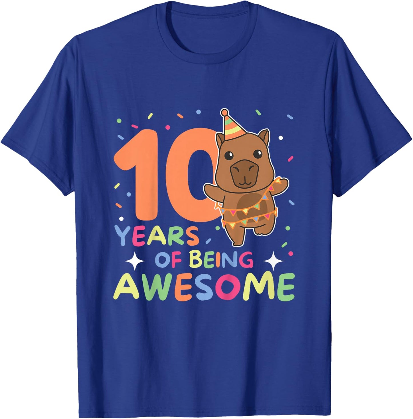 Kids 10th Birthday Capybara Kids Ten Years Old , black T-Shirt - T-Shirt | Royal