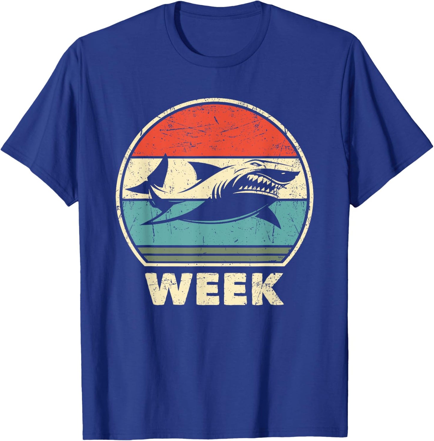 Funny Sharks Lover Week Retro Vintage Shark T-Shirt - T-Shirt | Royal