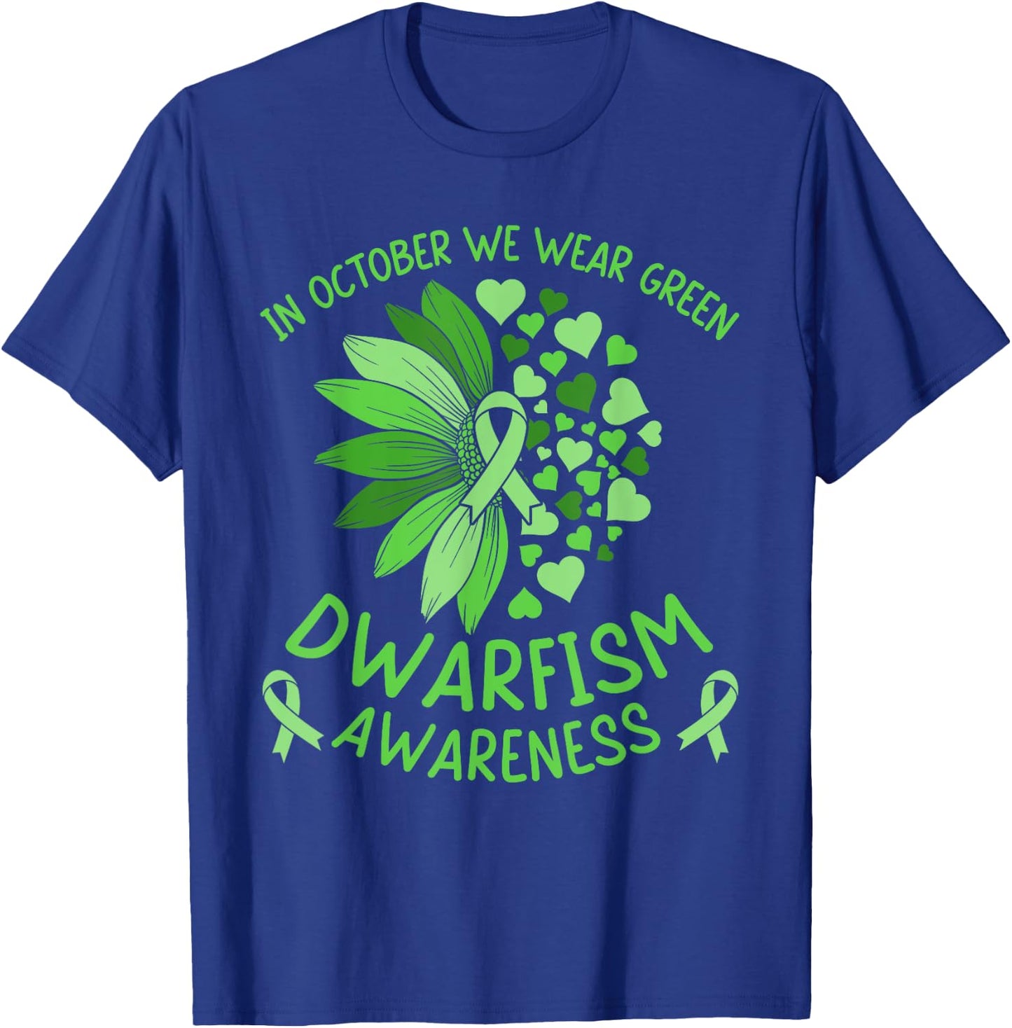 Dwarfism Awareness Ribbon Green Sunflower Support Squad T-Shirt - T-Shirt | Royal