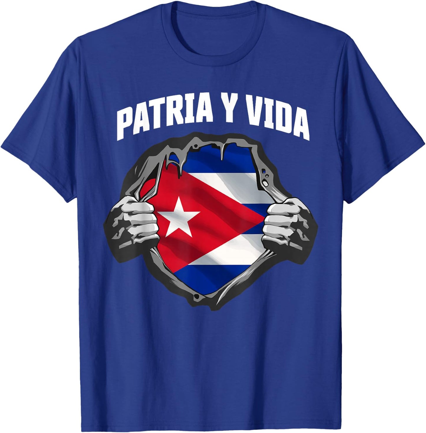 Patria Y Vida SOS Cuba Flag Free Cuba T-Shirt - T-Shirt | Royal