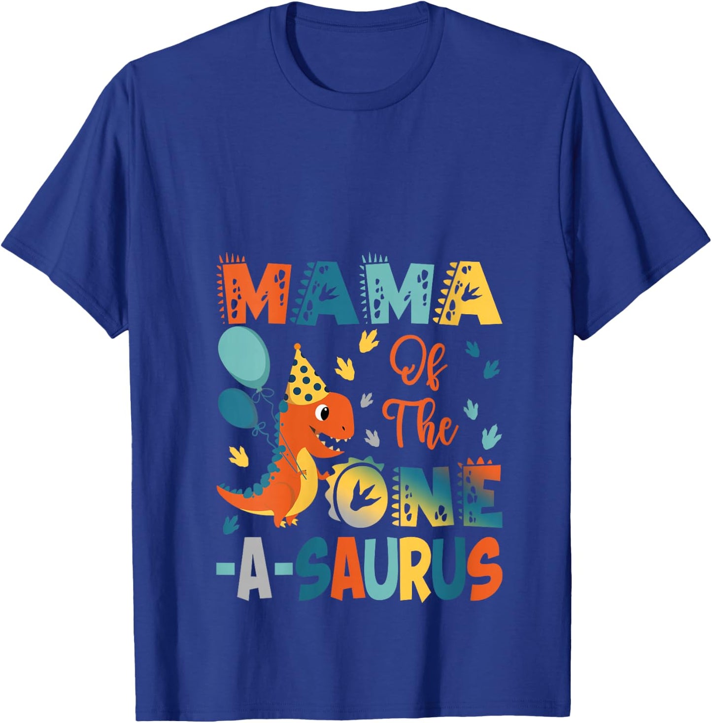 Mama Of The One-A-Saurus 2Nd Birthday Dinosaur Party V-Neck T-Shirt - T-Shirt | Royal